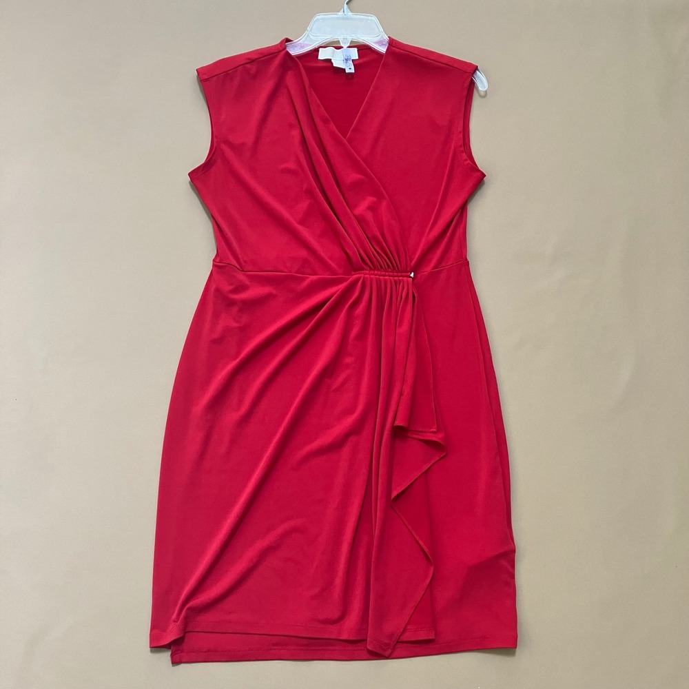 Michael Kors Red Sleeveless Dress Wrap Front Detail Small Party Cocktail Stretch
